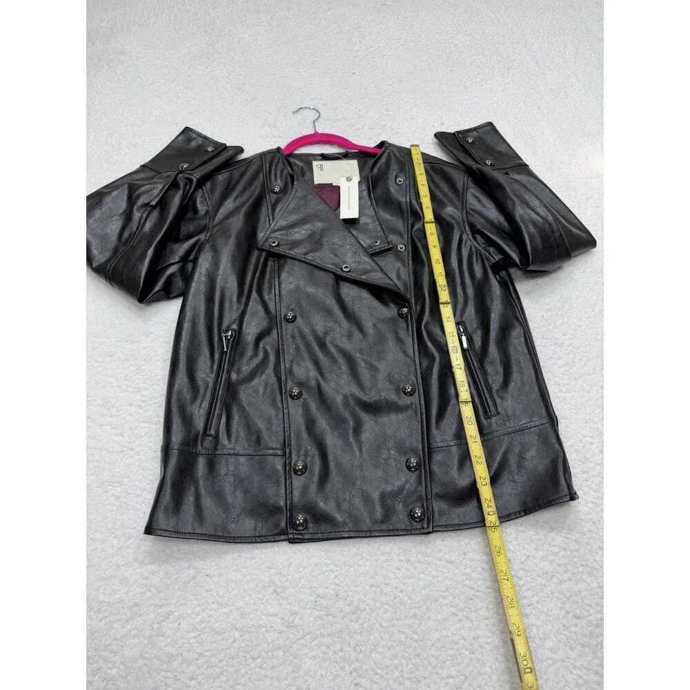 Anthropologie Pilcro Moto Jacket Faux Leather Asymmetric Snap Western XS NWT
